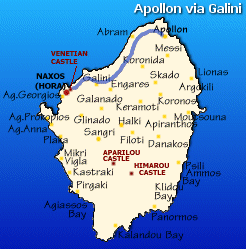 Naxos Map - Apollon via Galini and Eggares