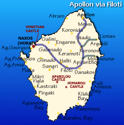 Naxos Map - Apollon via Filoti and Koronos